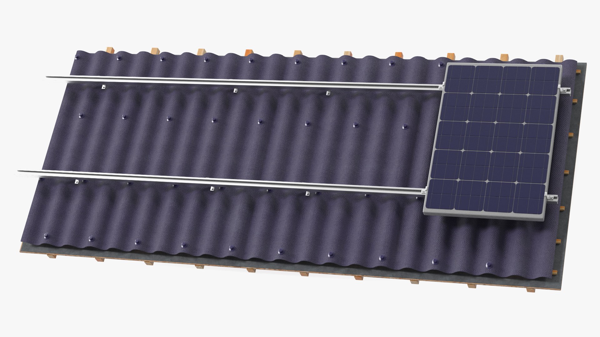 Onduline Roofing with Solar Panel 3D model preview