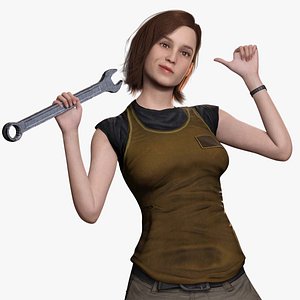 Sabrina- Realistic Woman with Repairman cloth 3D model