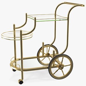 luxury golden serving trolley model