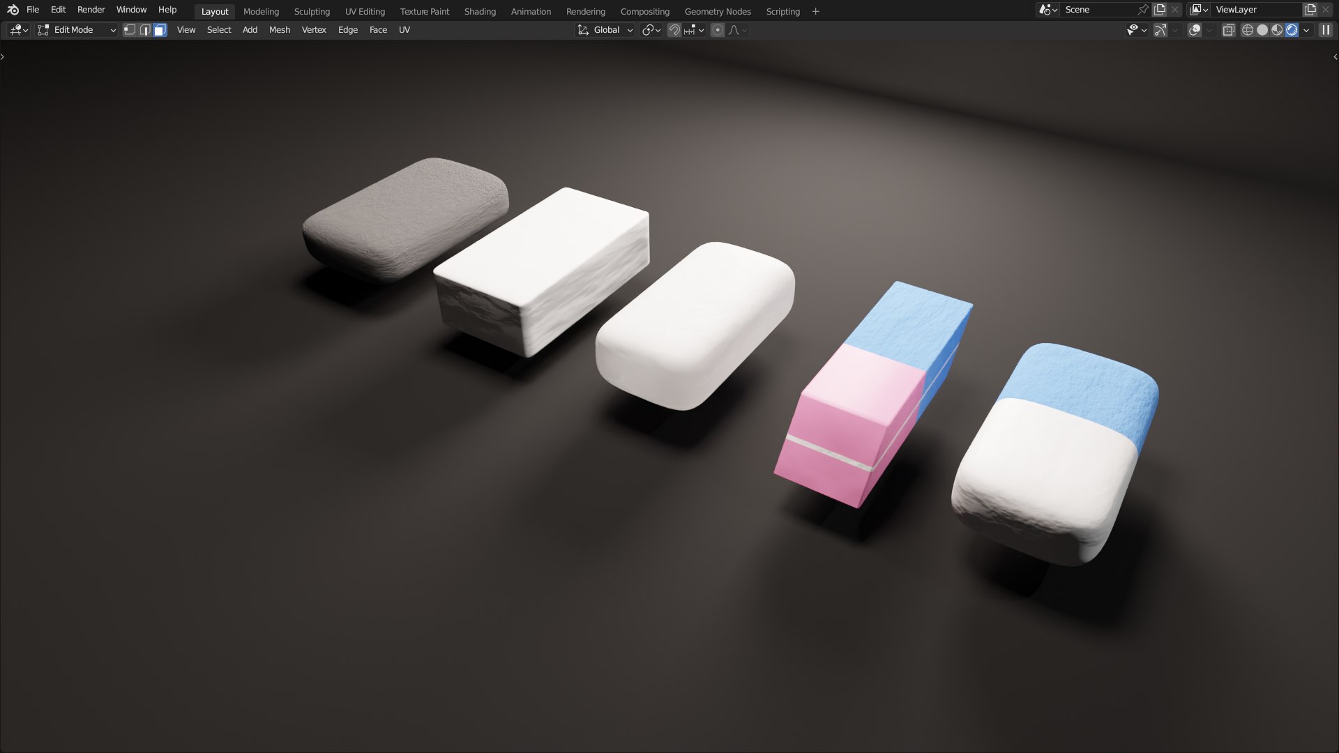 5 Usual Erasers BLENDER 3D TurboSquid 2052510