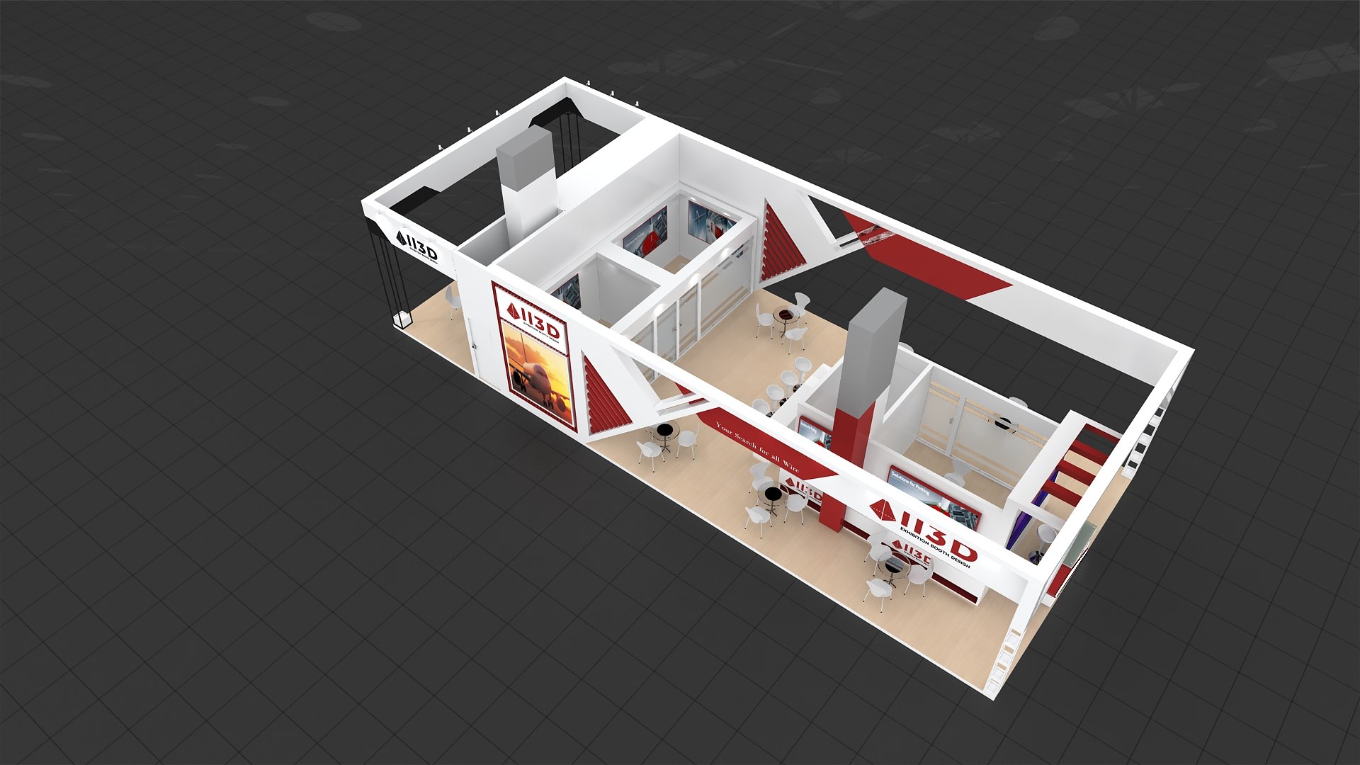 Exhibition Stand Stall Four Side Open 17X6 3D Model - TurboSquid 2153173