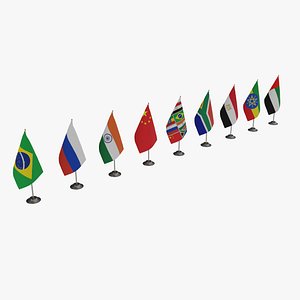BRICS Countries Table Flags 3D