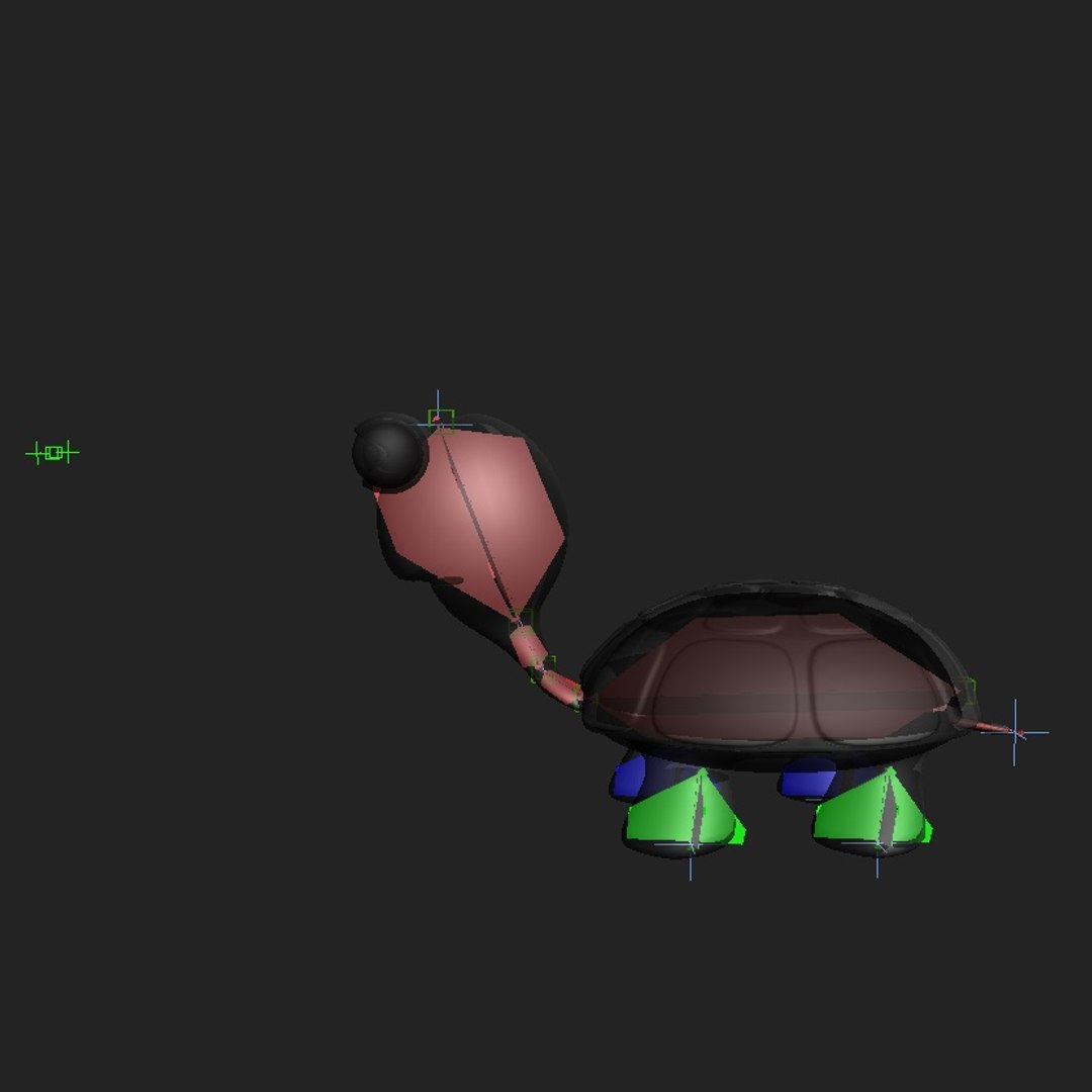 3d cartoon turtle rig model