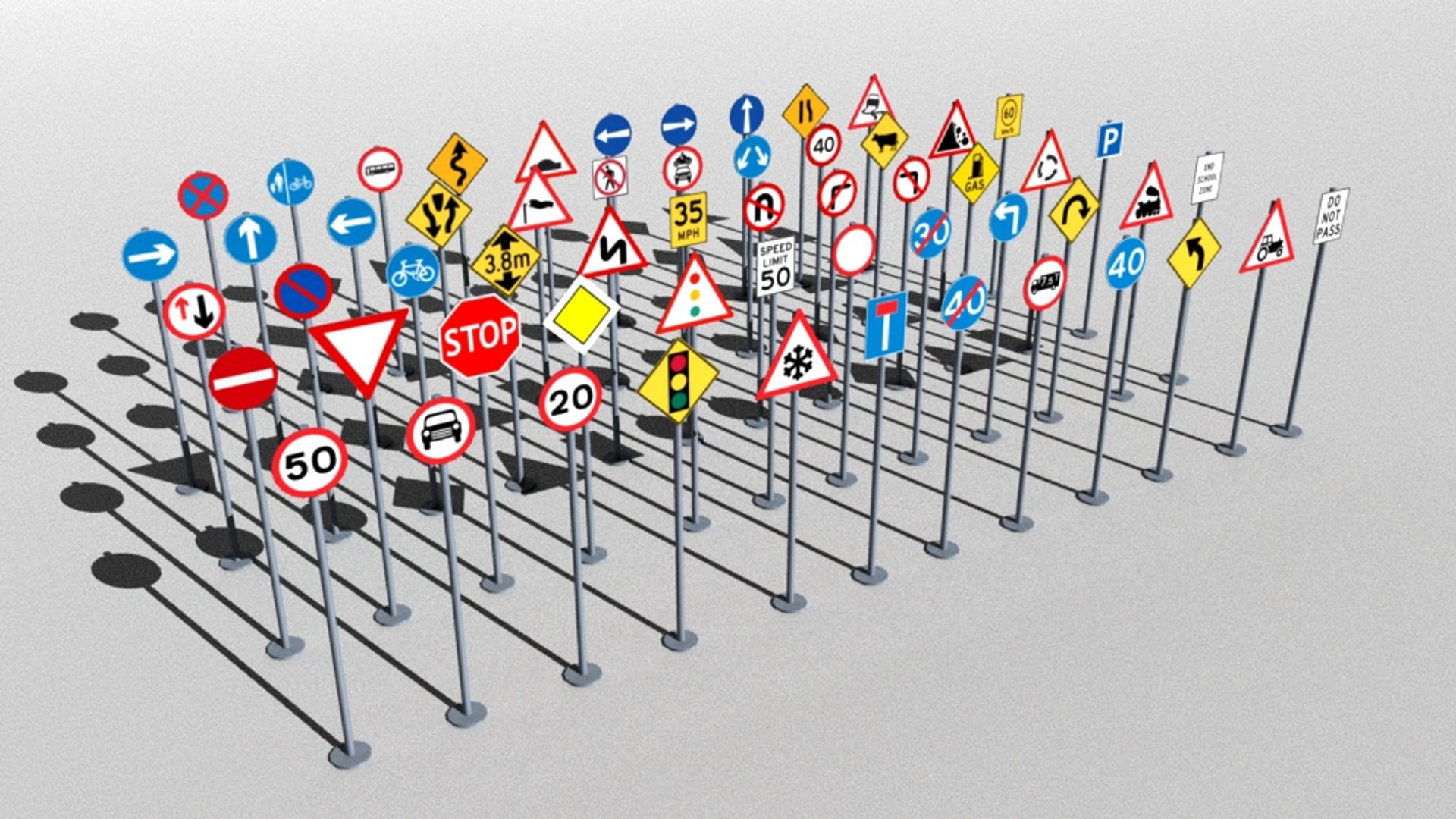 3d Model Traffic Signs Package - Turbosquid 1234930