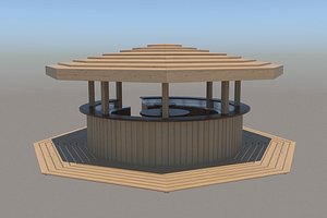 wooden beach bar 3D model
