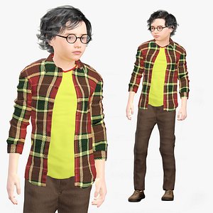 Realistic Rigged Little Smart Boy-B Character 3D Model