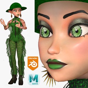 Cartoon Rigged Style Woman-Romi Character 3D Model