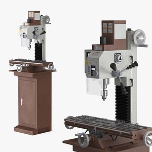 Benchtop Milling Machine with Spiral Metal Shavings 3D