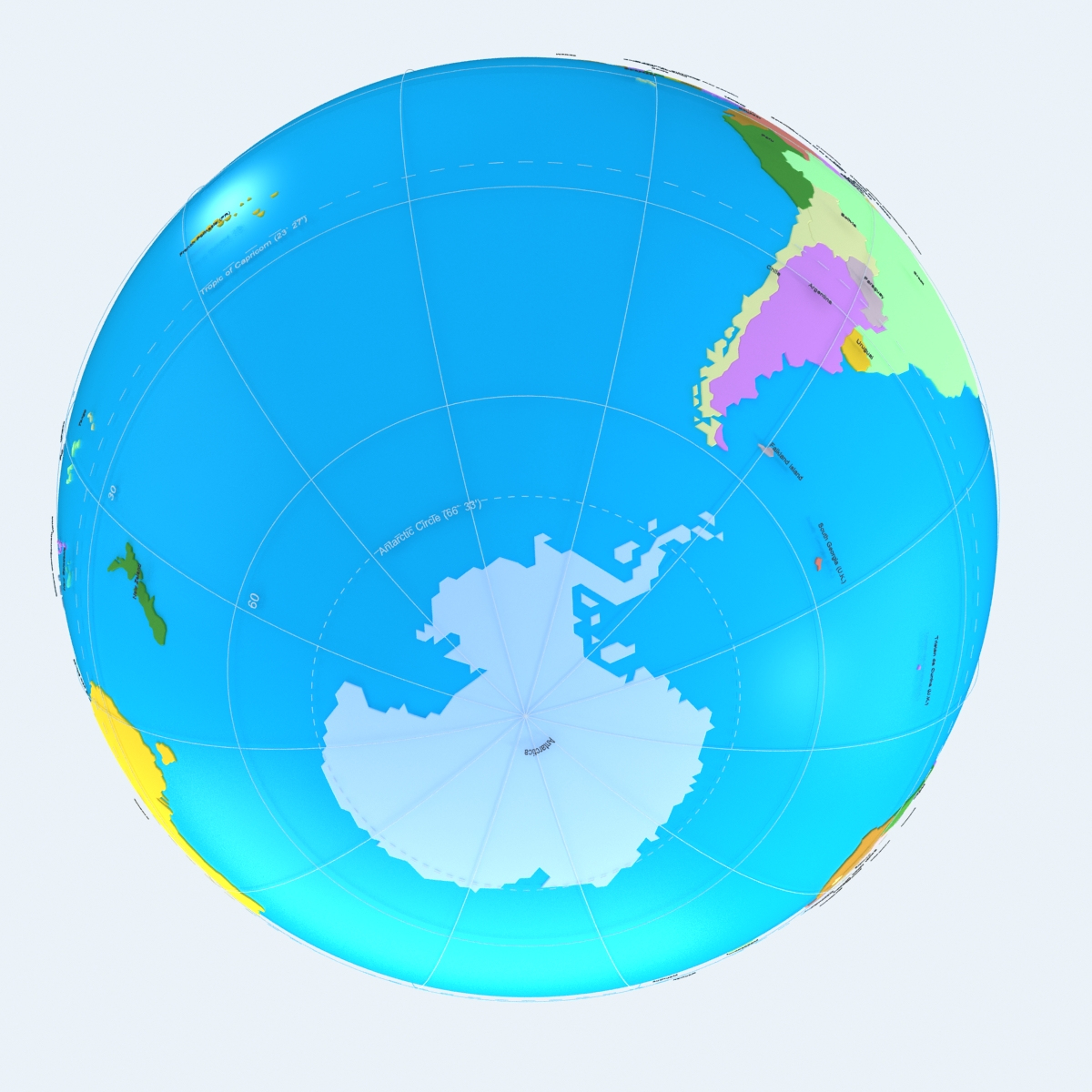 3d model geopolitical globe political