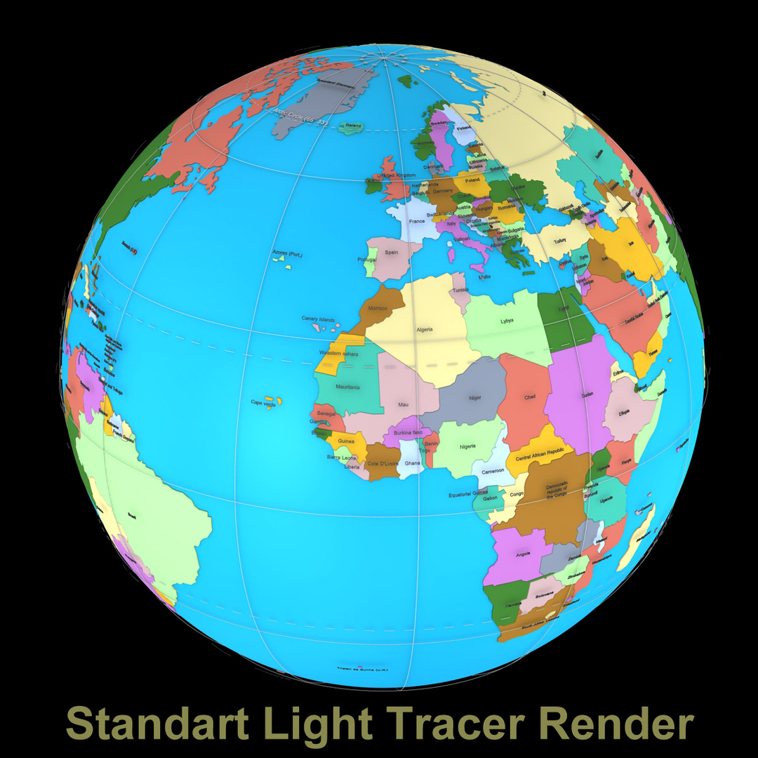 3d model geopolitical globe political