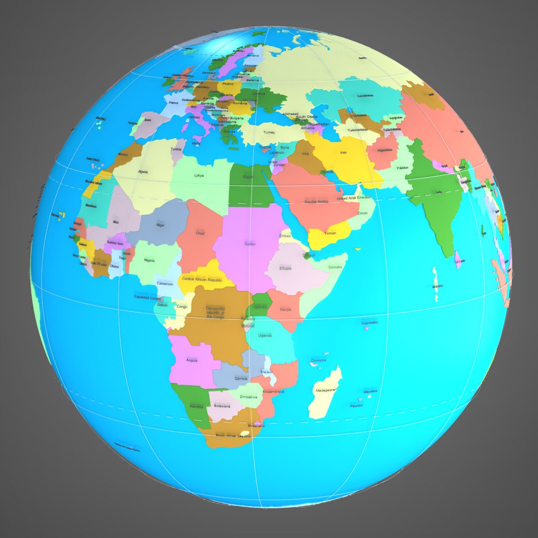 3d Model Geopolitical Globe Political