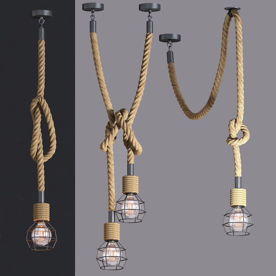 3d model chandelier loft rope
