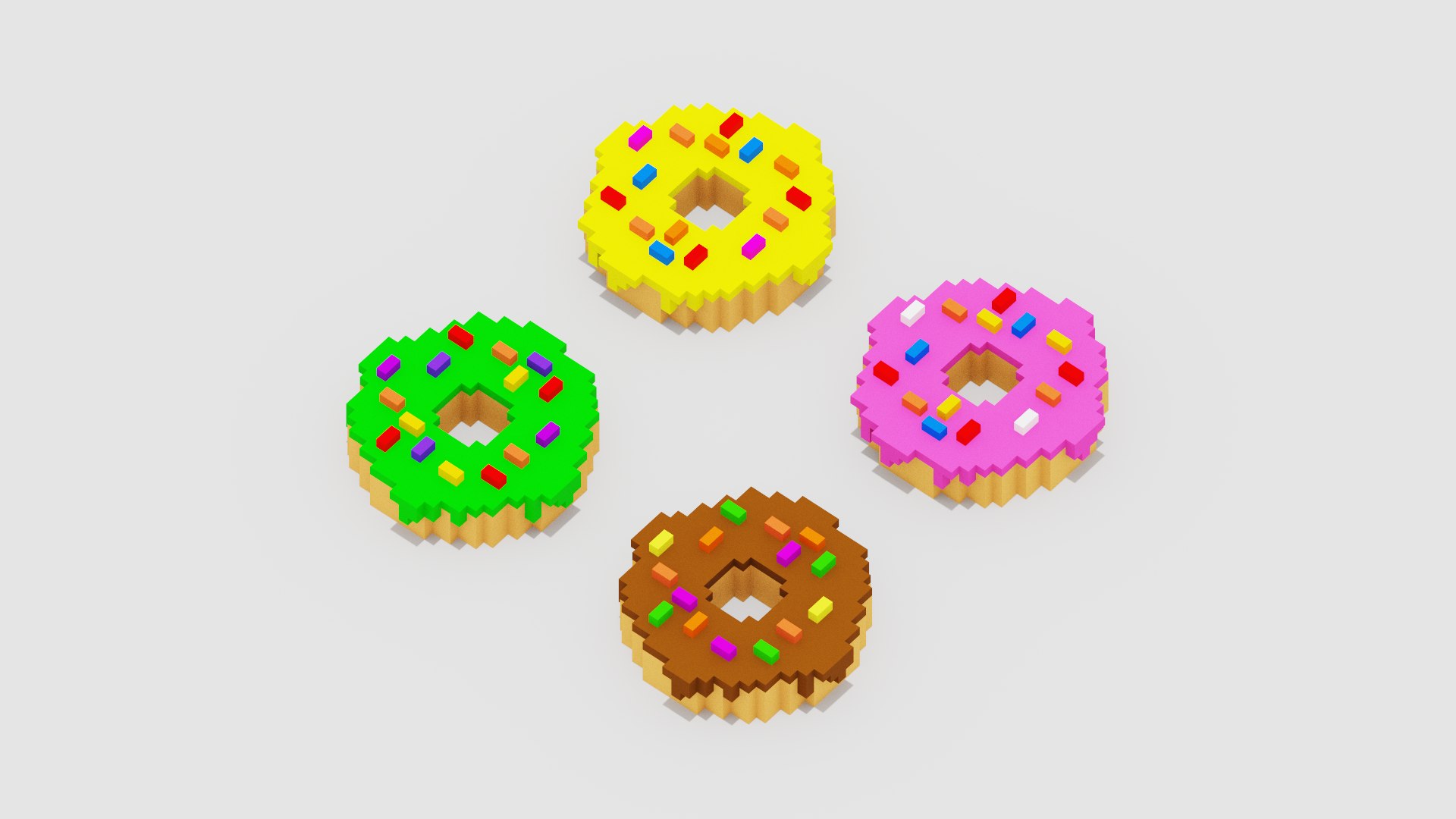 Voxel Donut Pack Model - TurboSquid 2217489