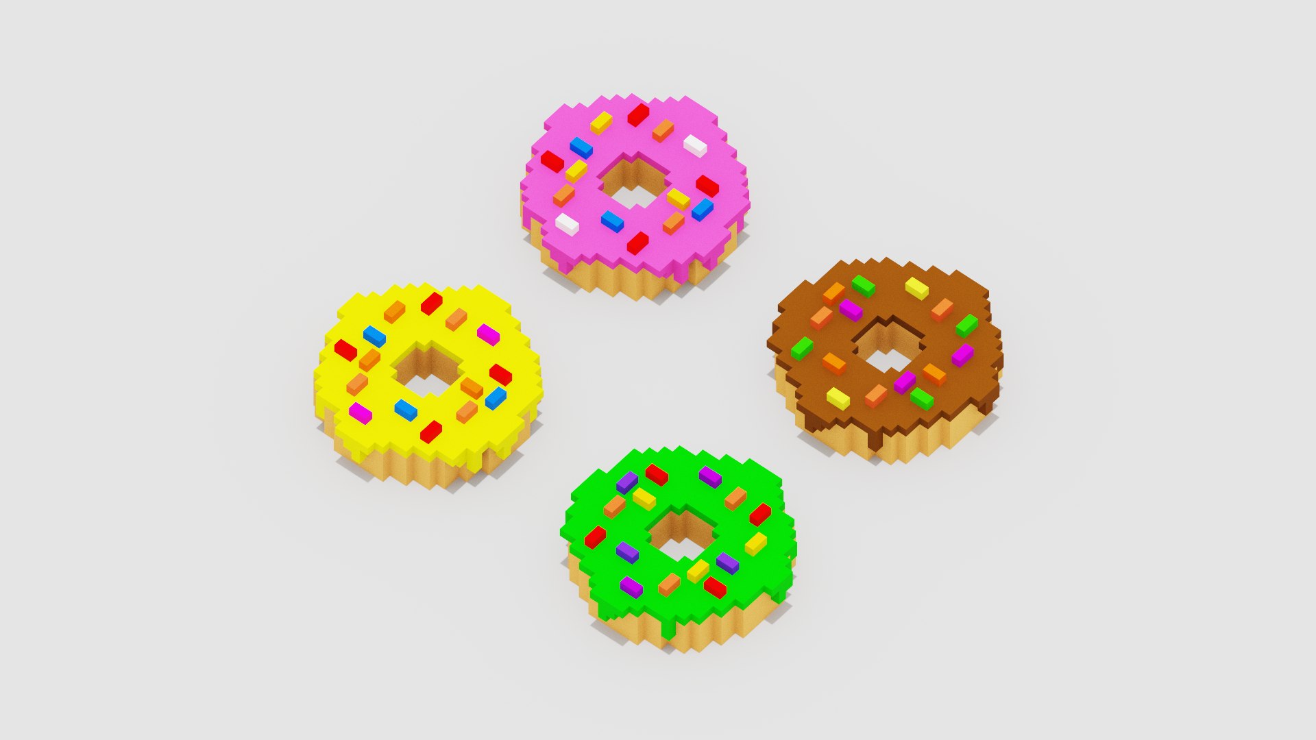 Voxel Donut Pack Model - TurboSquid 2217489