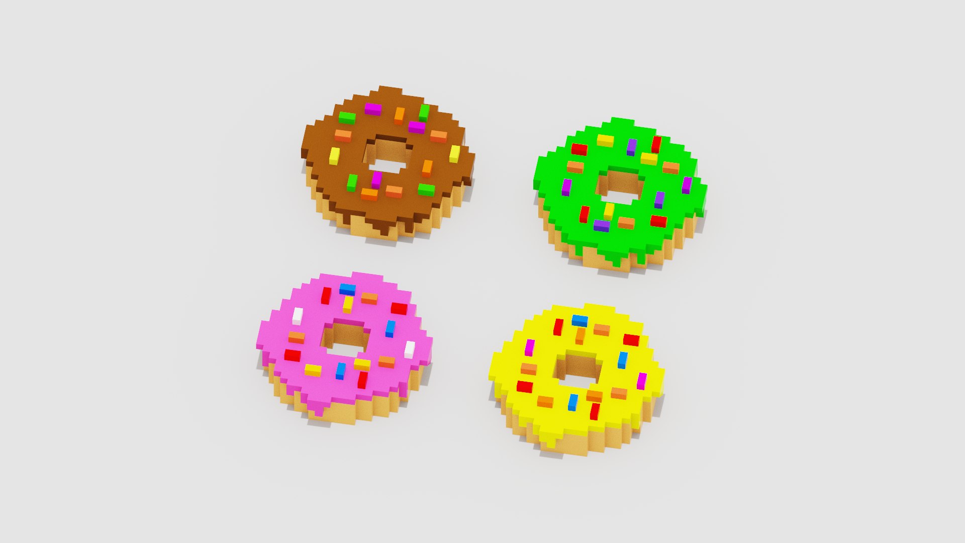 Voxel Donut Pack Model - TurboSquid 2217489