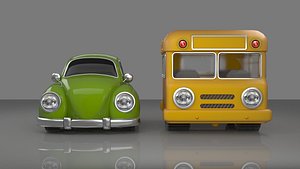 cartoon car bus mini model