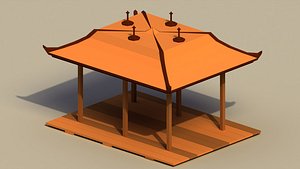 Low Poly Japanese Dais 3D model
