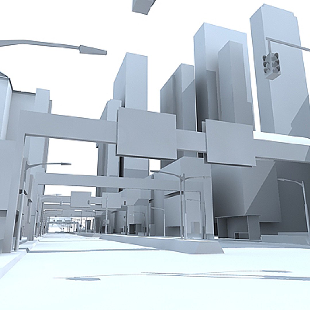 3d Model City Pack Building Road