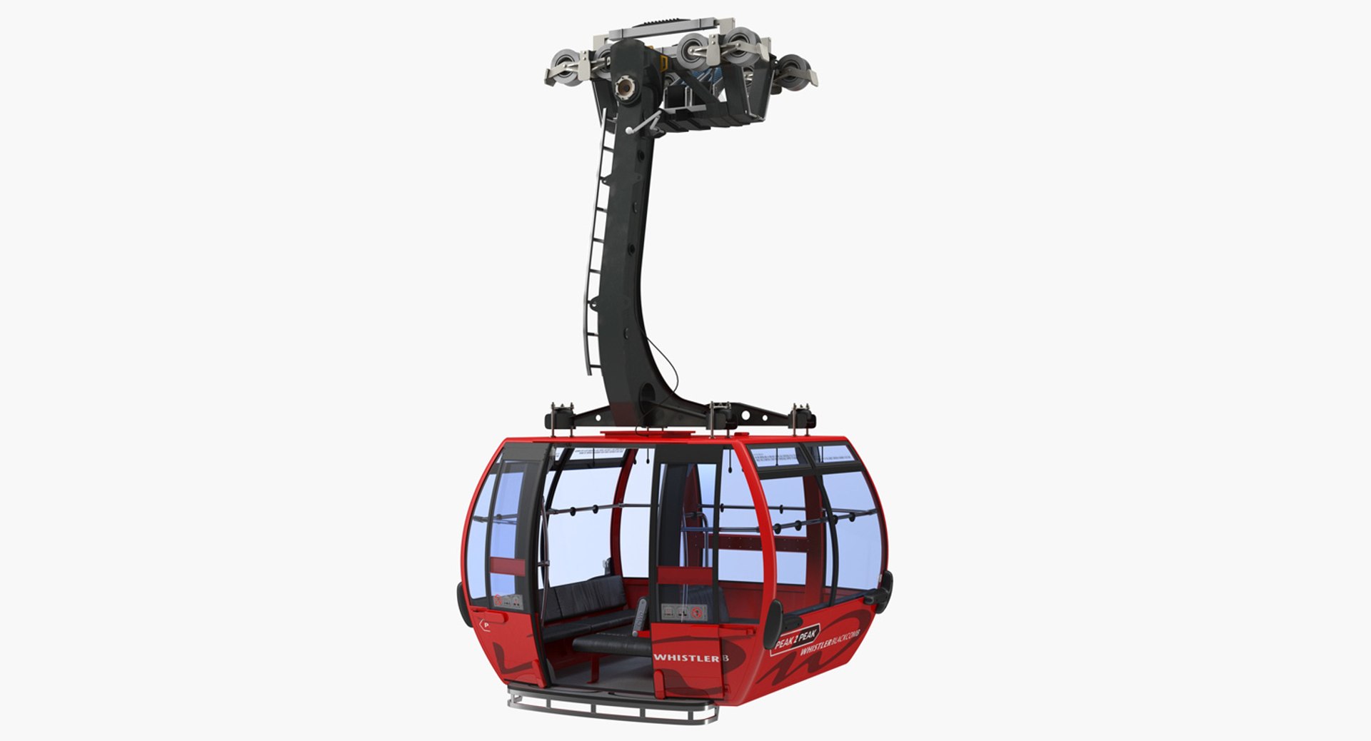 Cableway Cabin Peak 2 Peak Rigged 3D Model 3D model preview