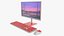 Wireless Computer Set Clavier Souris Moniteur Rouge Blanc