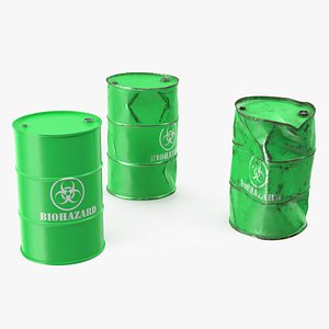 Biohazard Toxic Waste Barrels Set