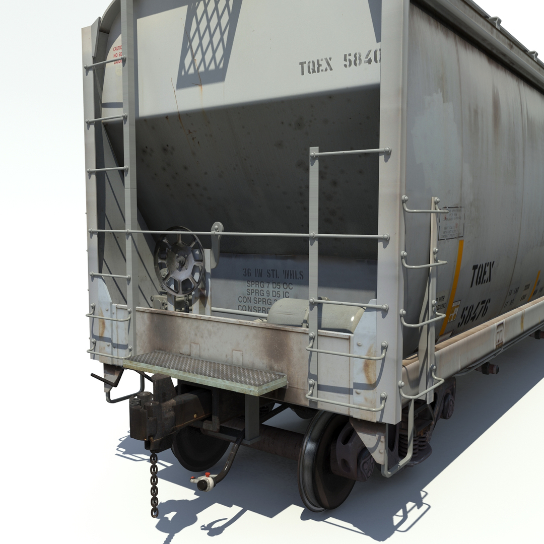 3d railway hopper car rail