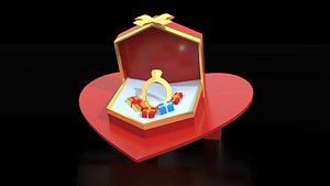 Valentines Day Ring Box Origami Device 3D model