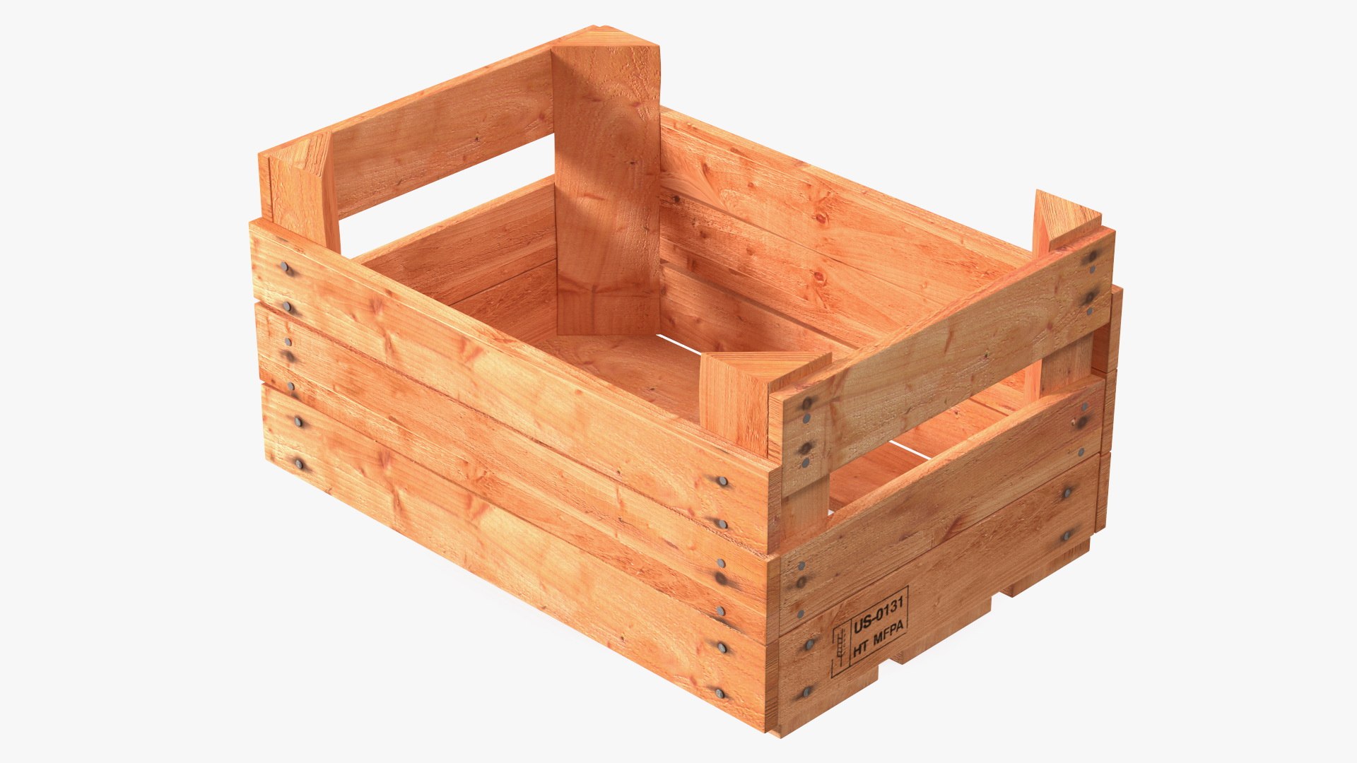 Wooden Fruit Box 3D model preview