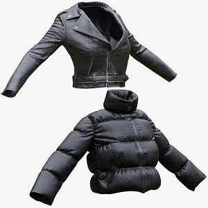 Womens Puffer and Leather Jacket Collection 3D model