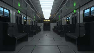 Subway Modern Train Interior with Leather Seats 3D model
