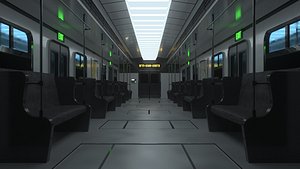 Subway Modern Train Interior with Leather Seats 3D model