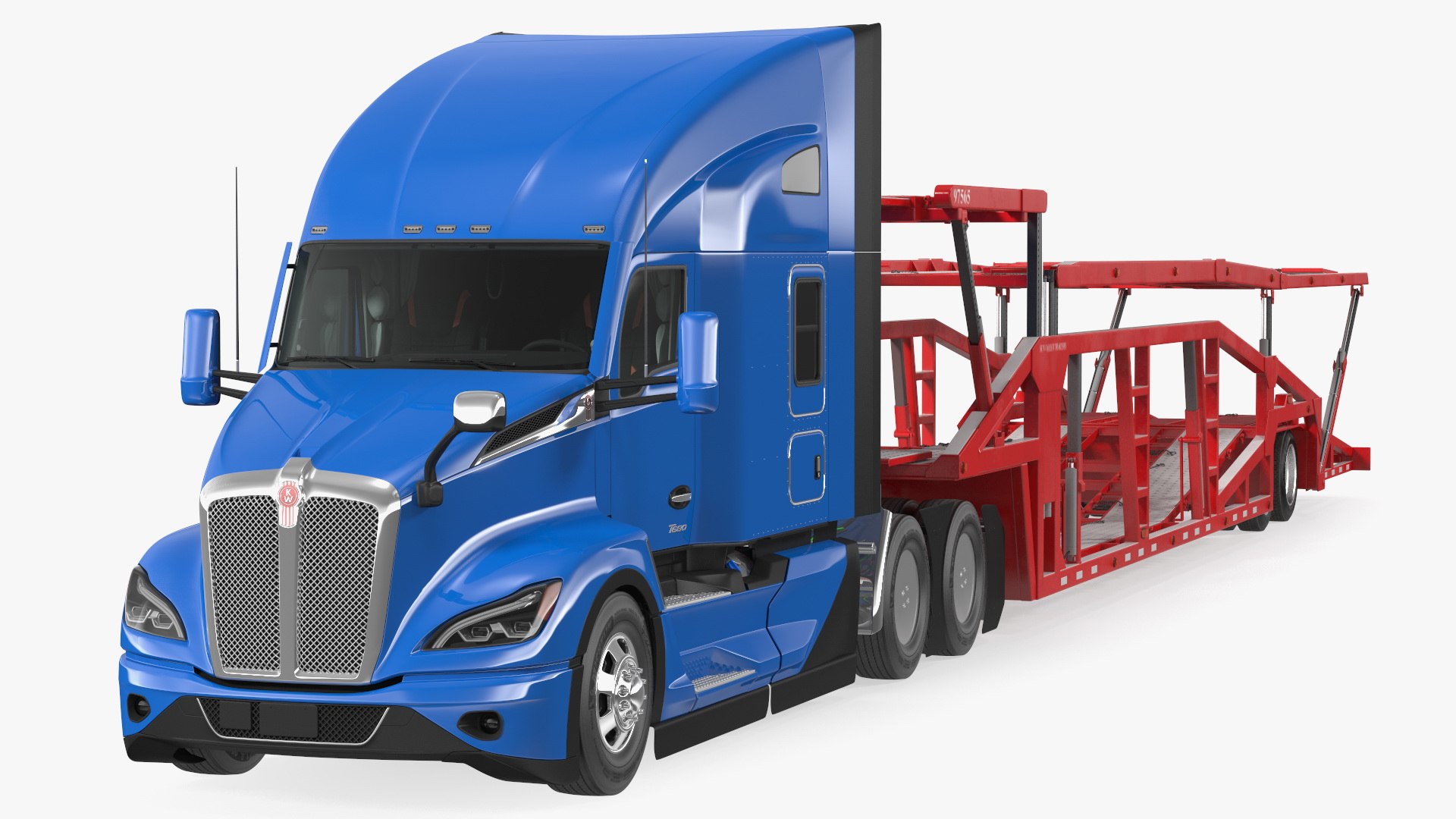 Kenworth Truck with Sun Valley Car Carrier Rigged 3D model preview