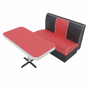 3D model Retro Diner Booth lowpoly 3D model