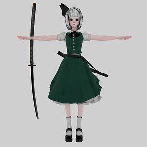 3D Youmu Konpaku with nodachi model