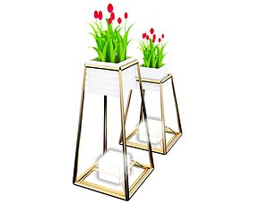 3D Decorative plants with gold stainless stand M 18