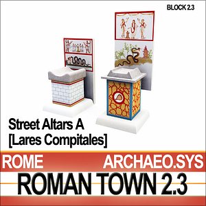 Roman Town Street Altars A 2.3 Low Poly Lares Compitales