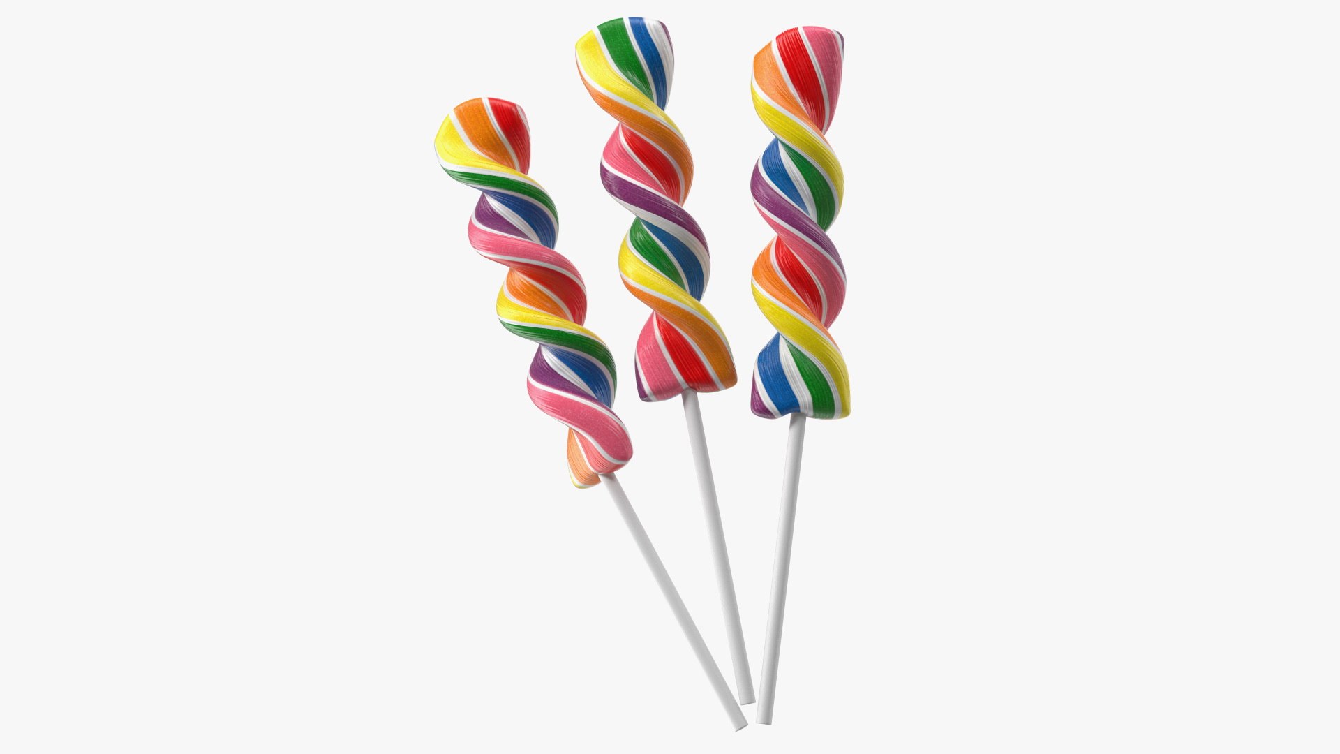 Rainbow Twist Lollipop Set 3D model preview