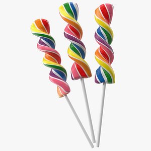 3D Rainbow Twist Lollipop Set model