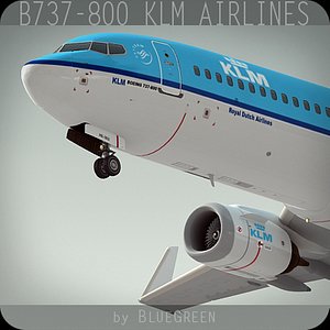 3d boeing 737-800 plane klm