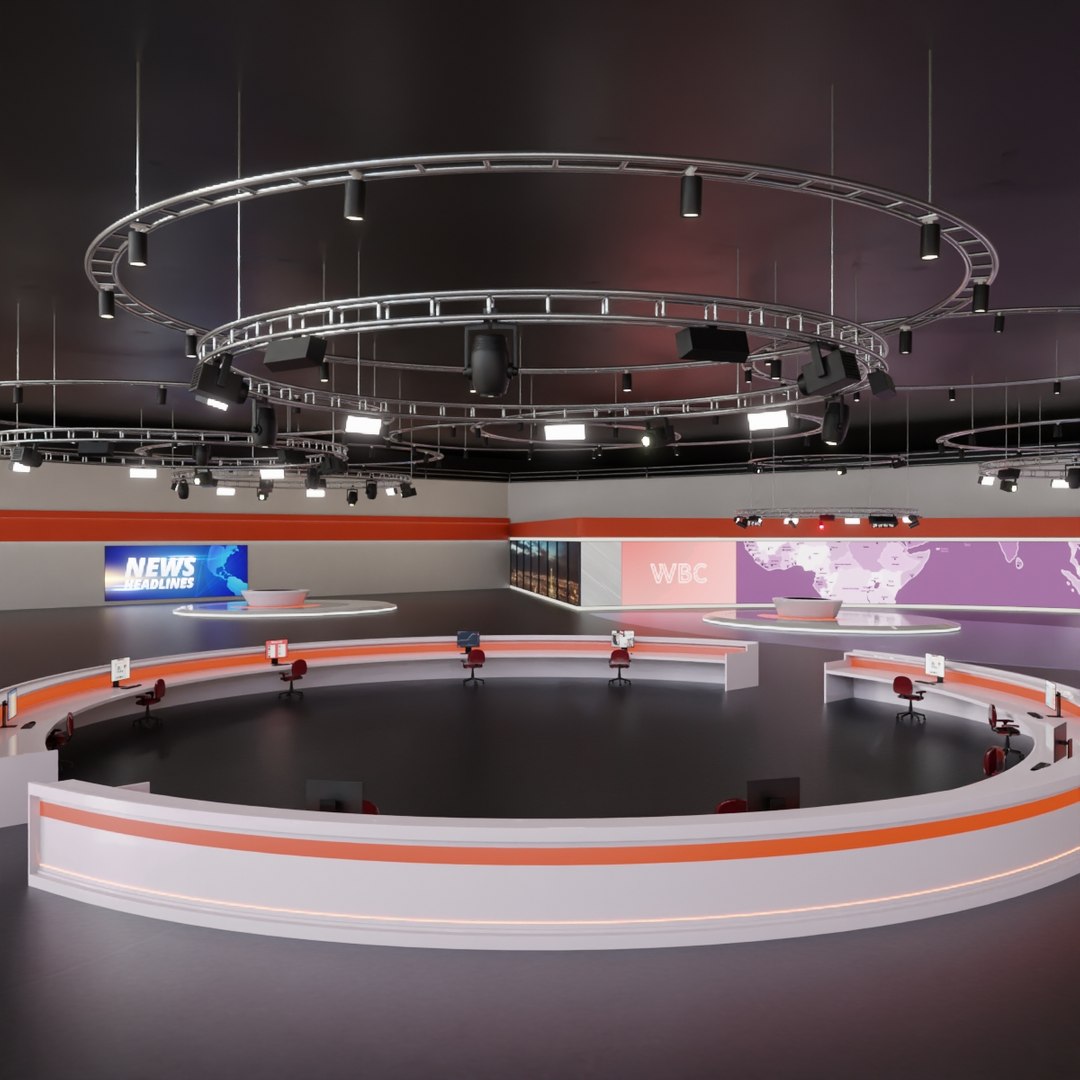 TV News Studio 3D Model - TurboSquid 2217210