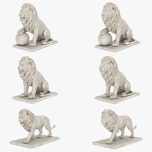 Marble Lion Statues Bundle Collection