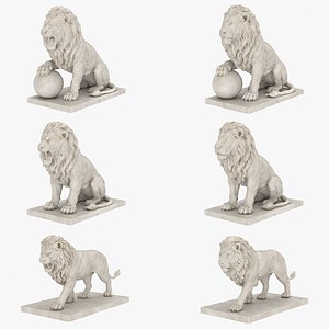 Marble Lion Statues Bundle Collection