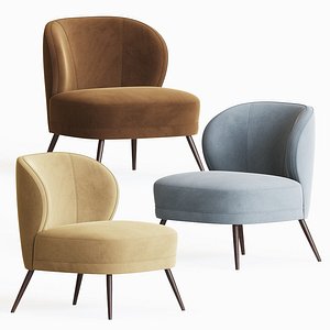 kitts chair flax linen 3D model