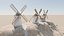 La Mancha Windmills Kit - 3 Spanish Windmills with Separate Sails and Hill - 4K PBR