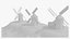 La Mancha Windmills Kit - 3 Spanish Windmills with Separate Sails and Hill - 4K PBR