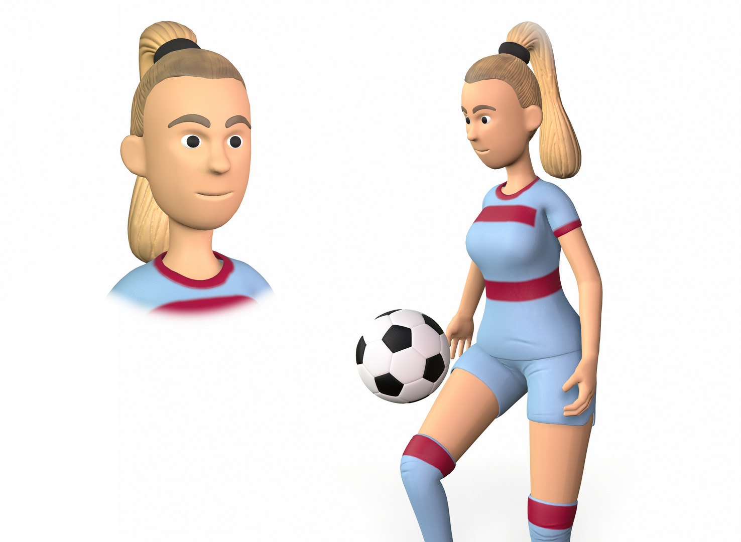 Girl Football Player 3D Model TurboSquid 1985207