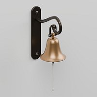 Bronze Wall Bell with Curved Bracket and Braided Pull