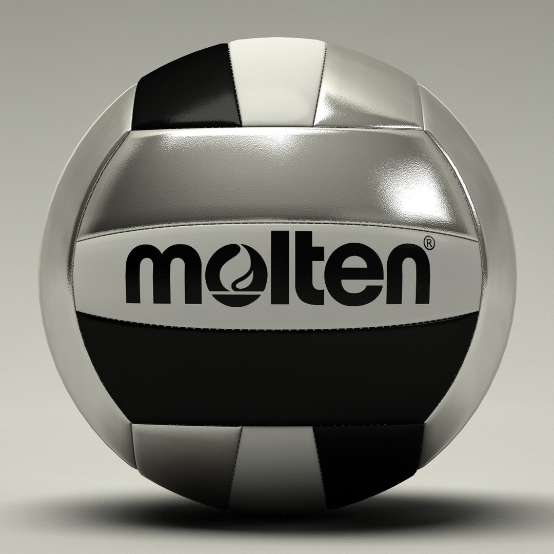 3d molten volleyball black silver model