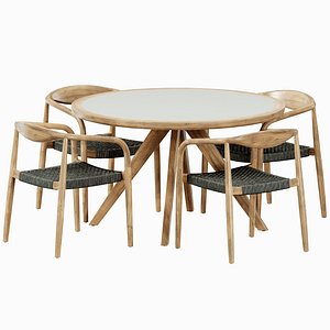 3D Gamila Round Table Mallory chair model