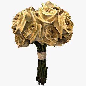 3D White Roses Bridal Bouquet model